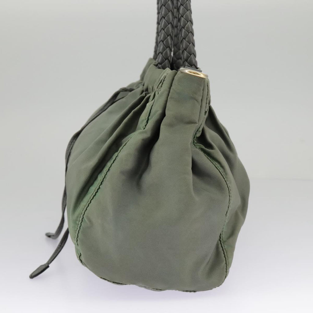 PRADA Hand Bag Nylon 2way Green Gold 98383