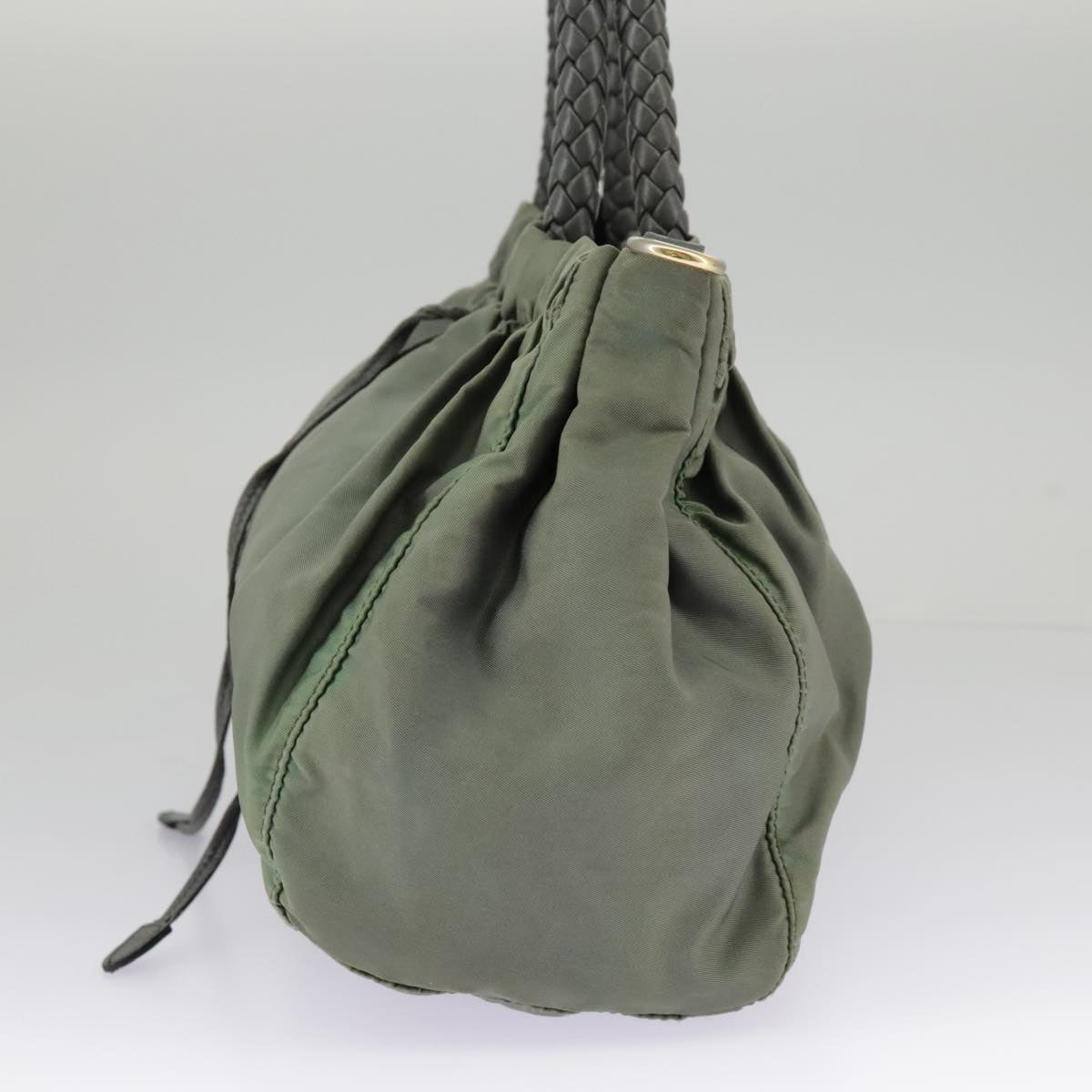 PRADA Hand Bag Nylon 2way Green Gold 98383