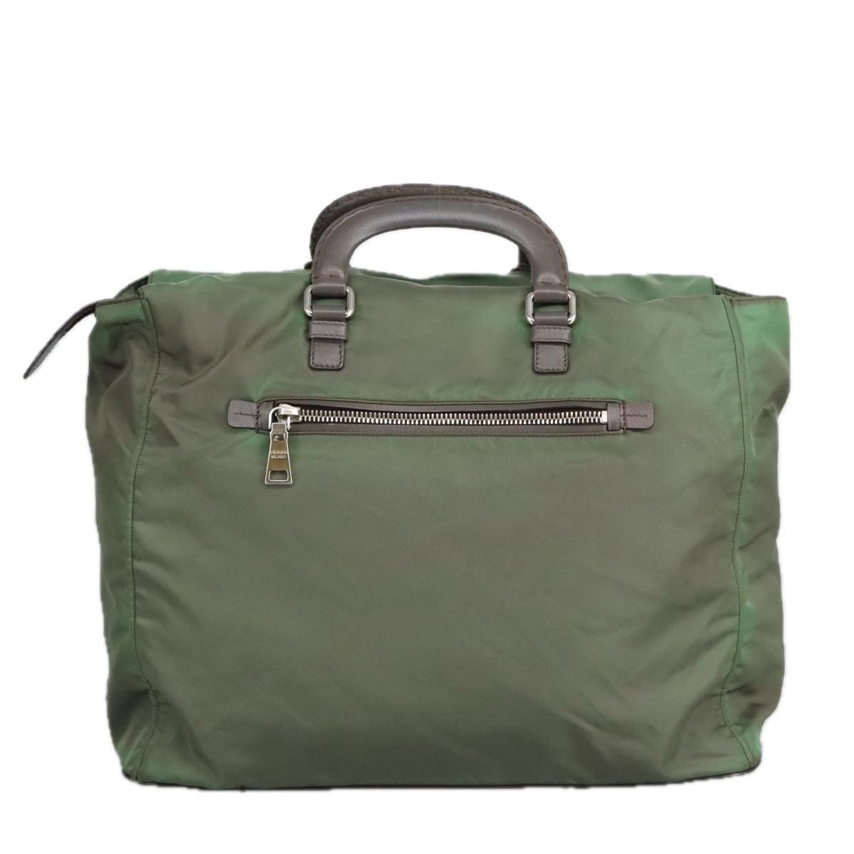 PRADA Boston Bag Nylon 2way Green Silver 98649