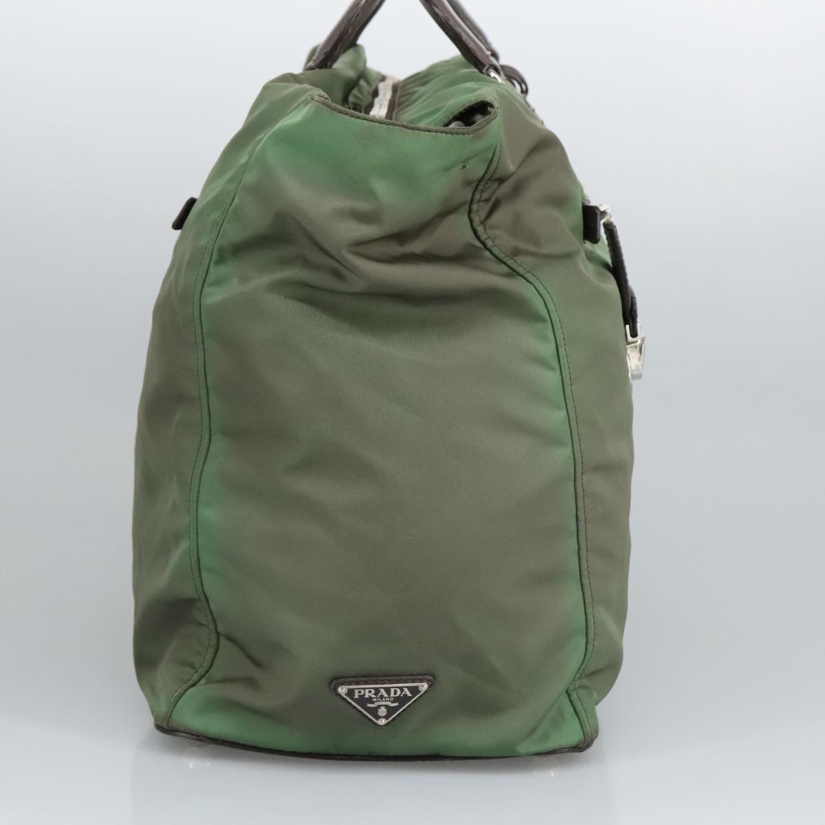 PRADA Boston Bag Nylon 2way Green Silver 98649