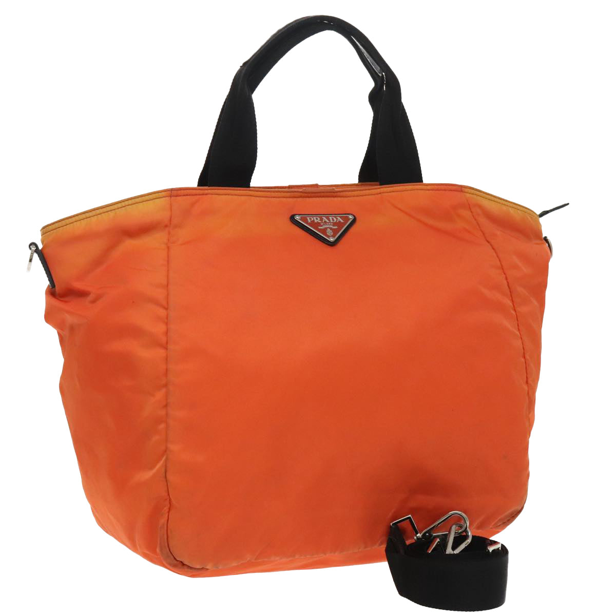 PRADA Tote Bag Nylon 2way Orange Silver 98724