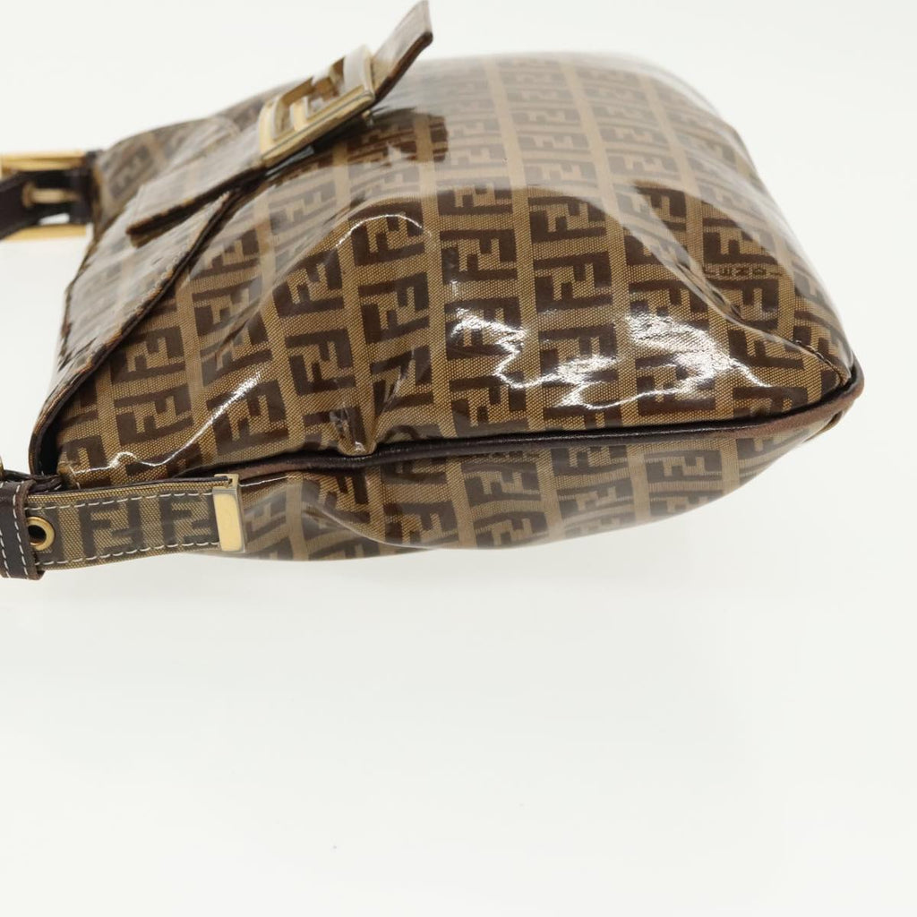 FENDI Zucchino Canvas Mamma Baguette Shoulder Bag Beige Gold 98793