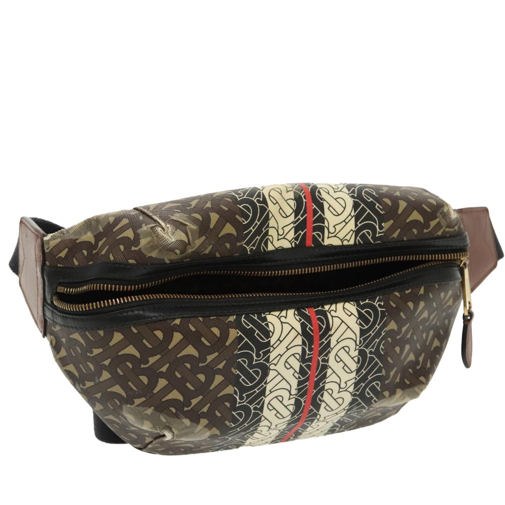 BURBERRY Body Bag PVC Leather Brown Gold 98911