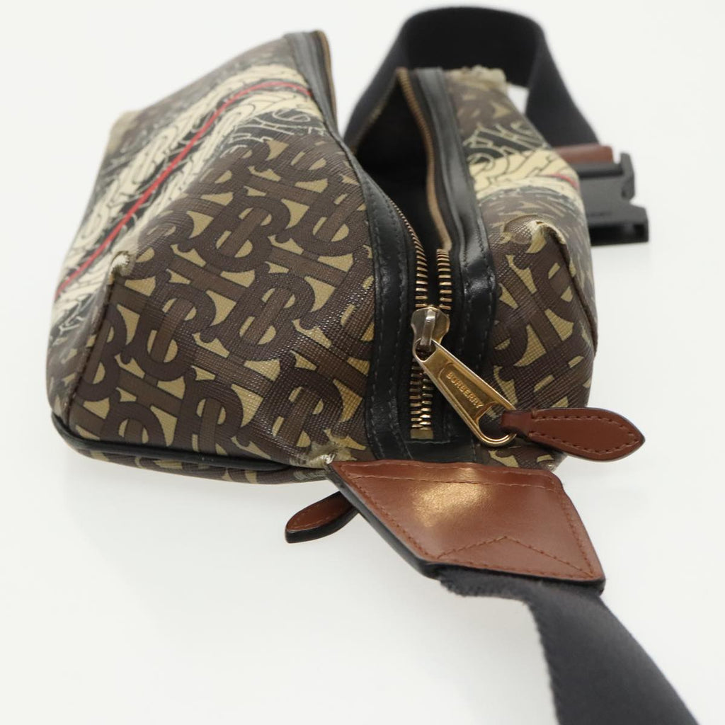 BURBERRY Body Bag PVC Leather Brown Gold 98911