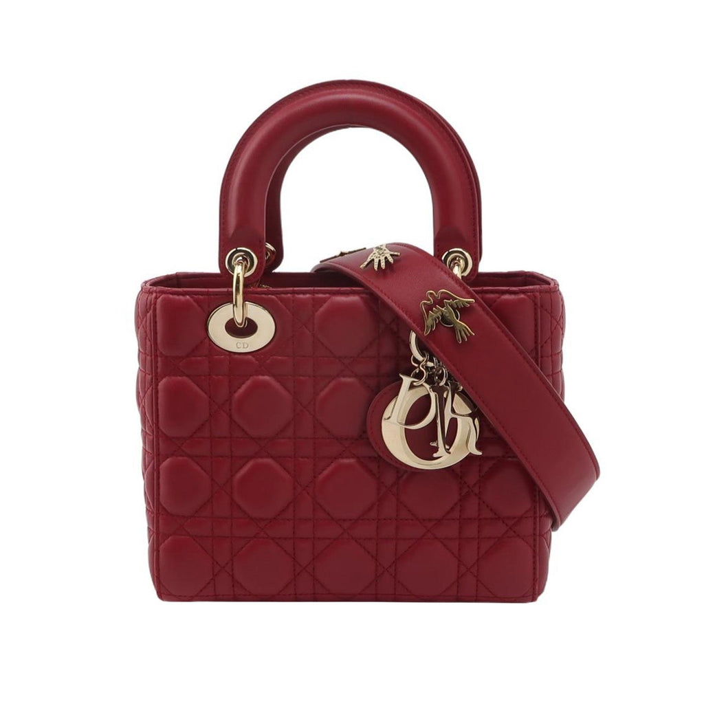 Lady Dior Small My Abcdior Burgundy Lambskin Cannage Leather Gold Hardware 2017