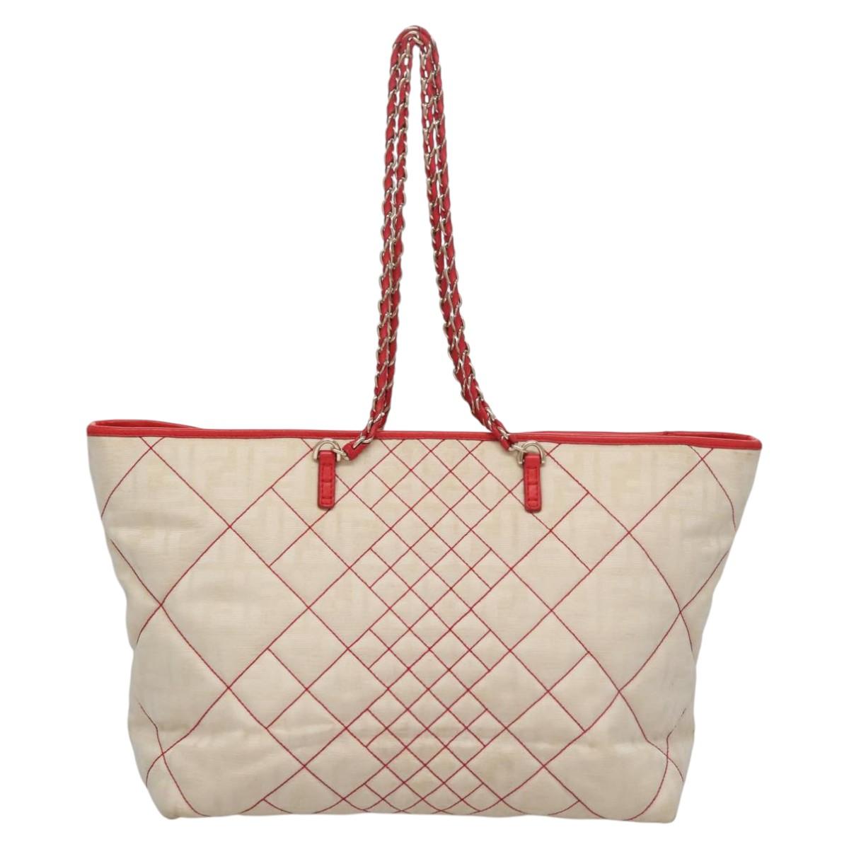 FENDI Zucca Canvas Chain Tote Bag Beige 99179