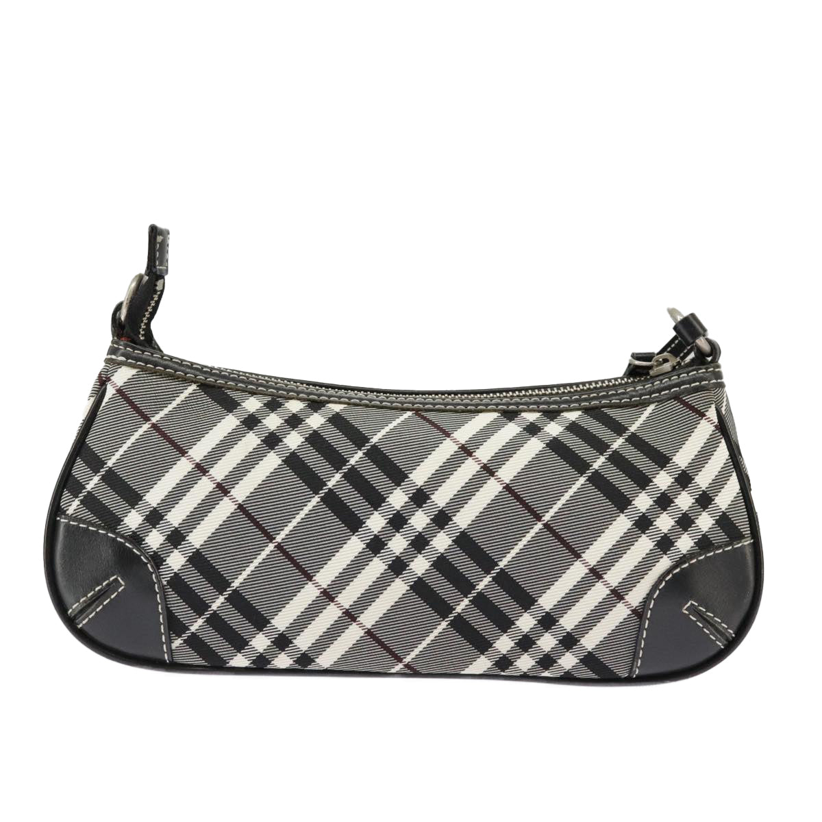 BURBERRY Blue Label Nova Check Shoulder Bag Canvas Silver Black 99324