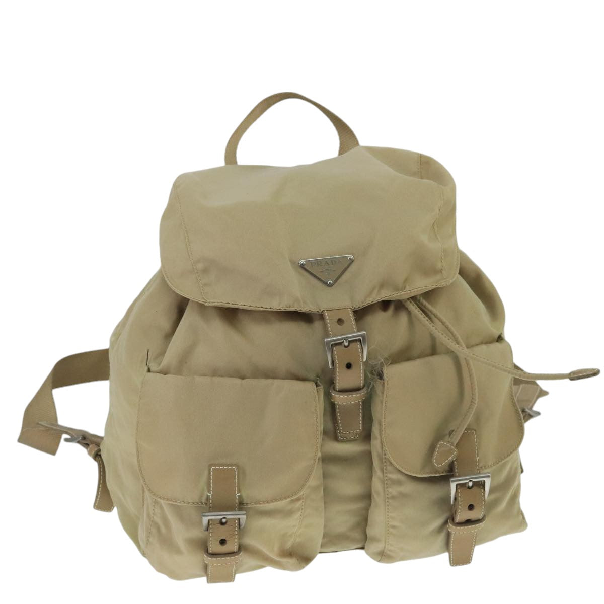 PRADA Backpack Nylon Khaki Silver 99493