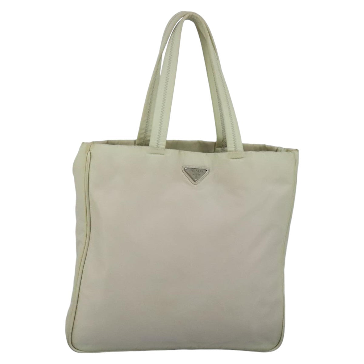 PRADA Tote Bag Nylon White Silver 99539