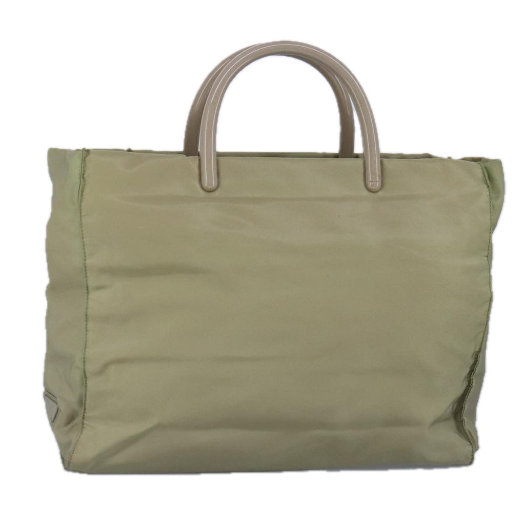 PRADA Tote Bag Nylon Plastic Beige Silver 99542