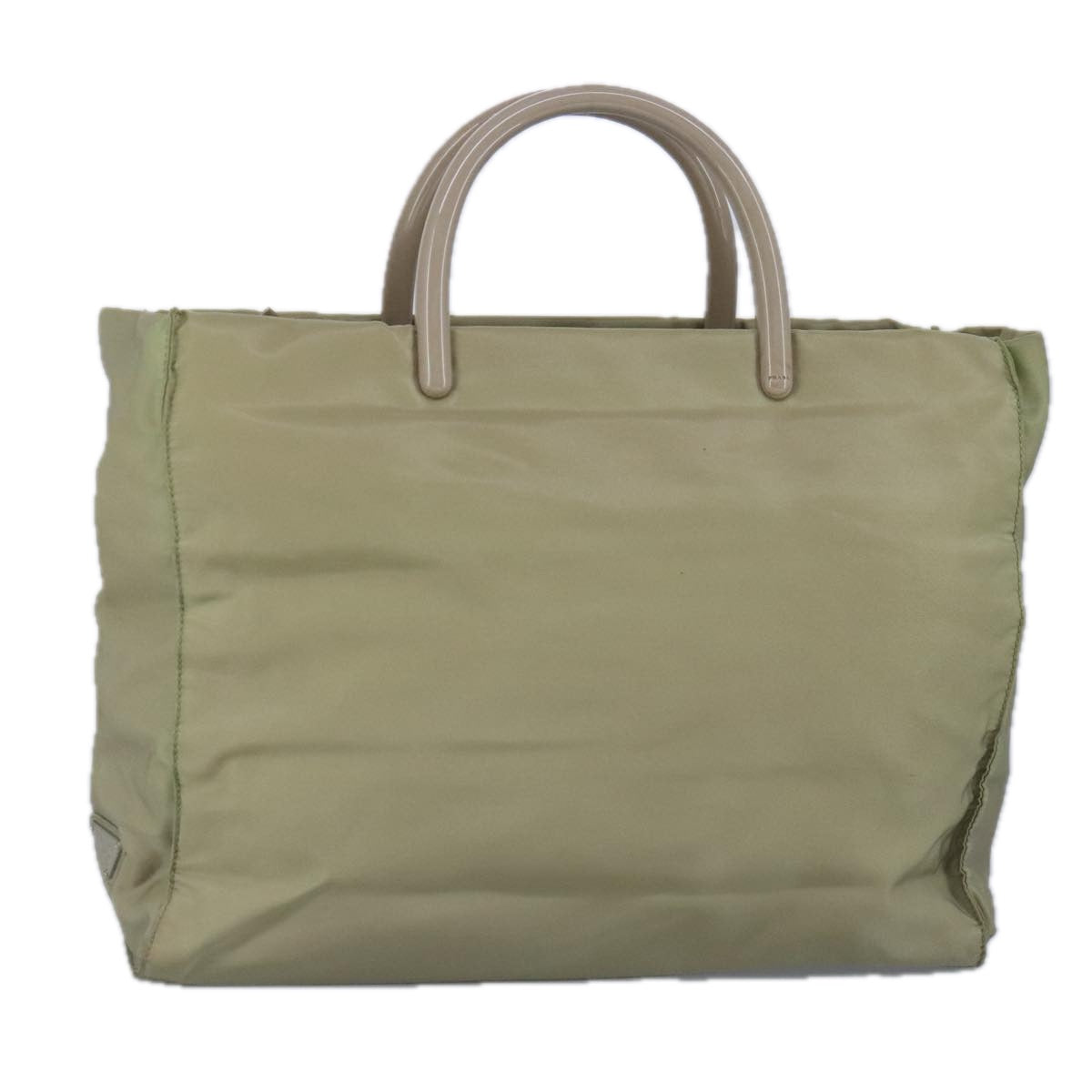 PRADA Tote Bag Nylon Plastic Beige Silver 99542