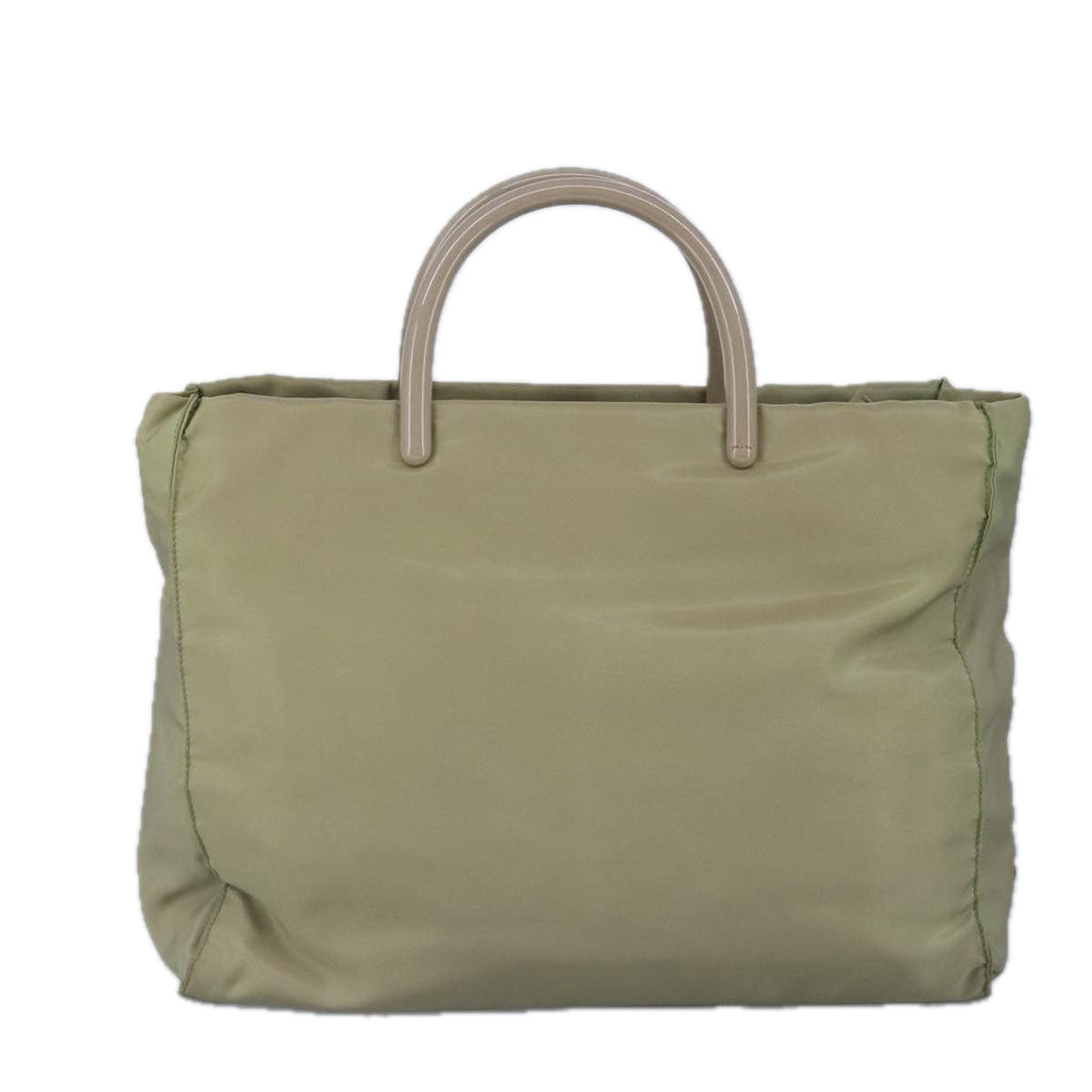 PRADA Tote Bag Nylon Plastic Beige Silver 99542