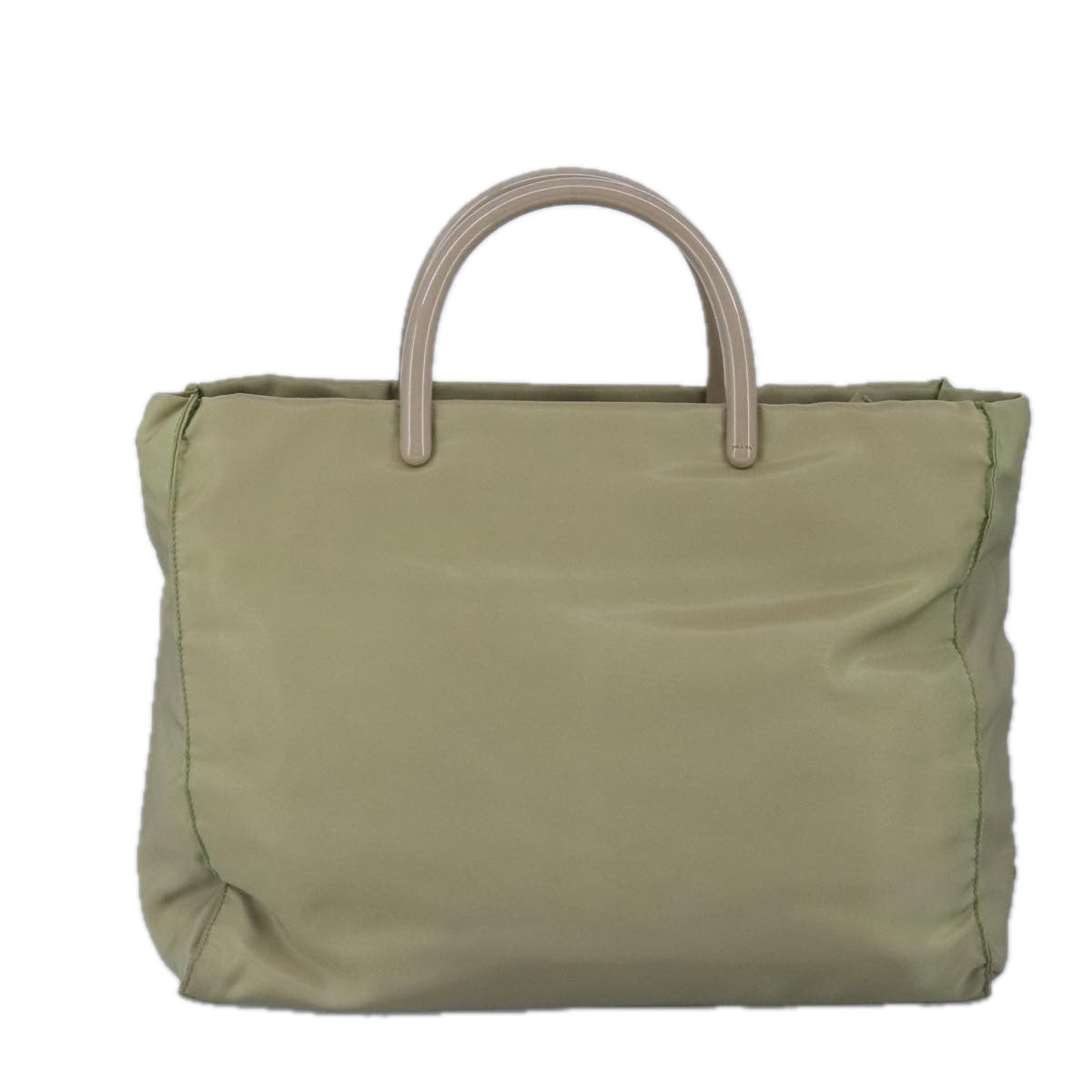 PRADA Tote Bag Nylon Plastic Beige Silver 99542