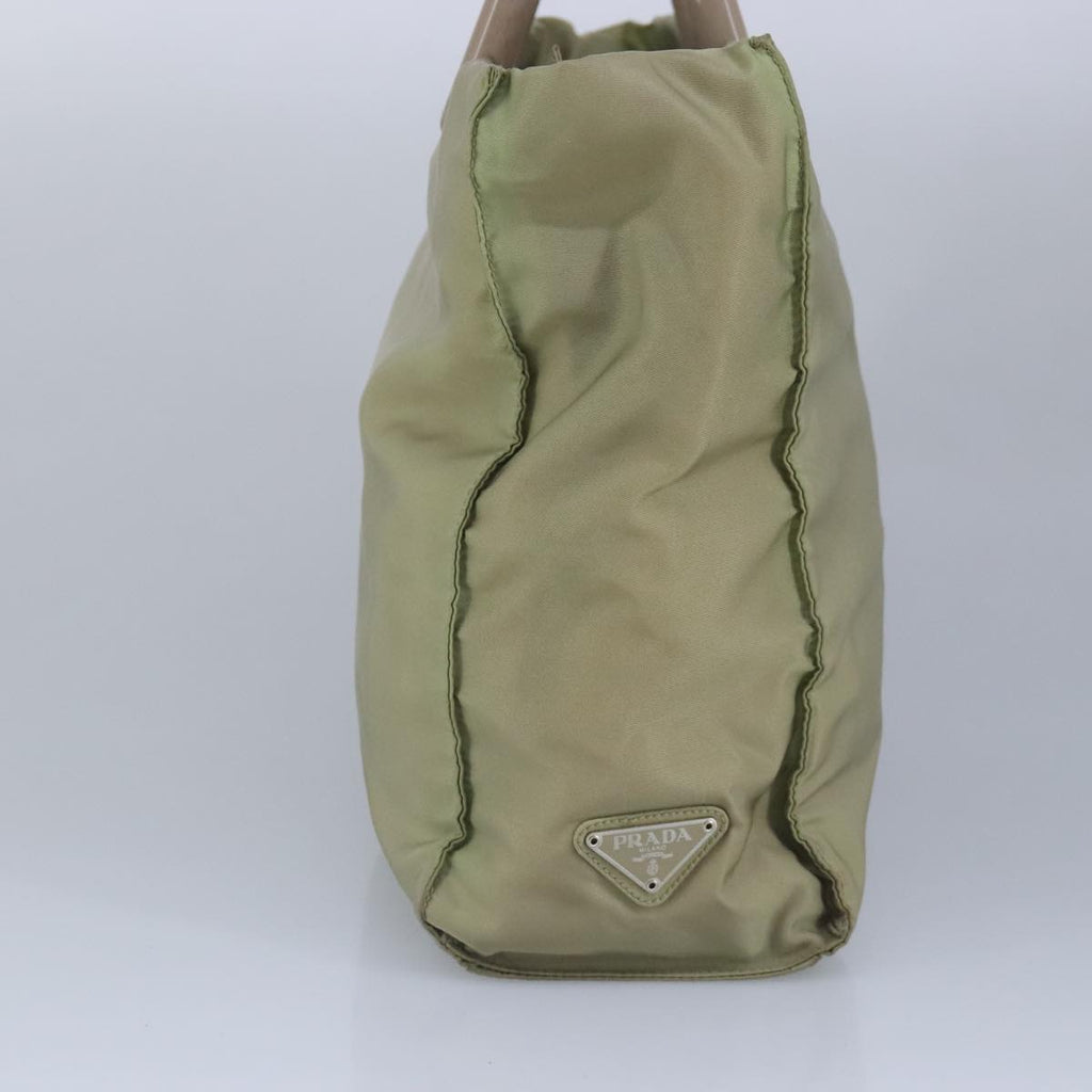 PRADA Tote Bag Nylon Plastic Beige Silver 99542