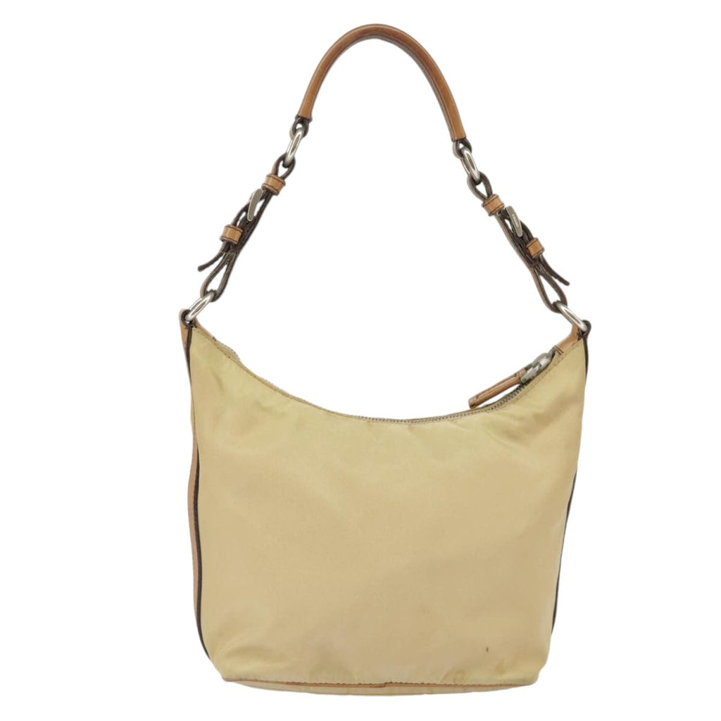 PRADA Hand Bag Nylon Beige Silver 99678