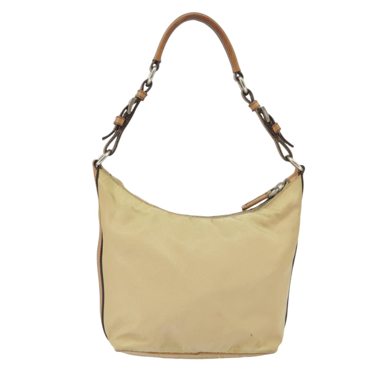 PRADA Hand Bag Nylon Beige Silver 99678