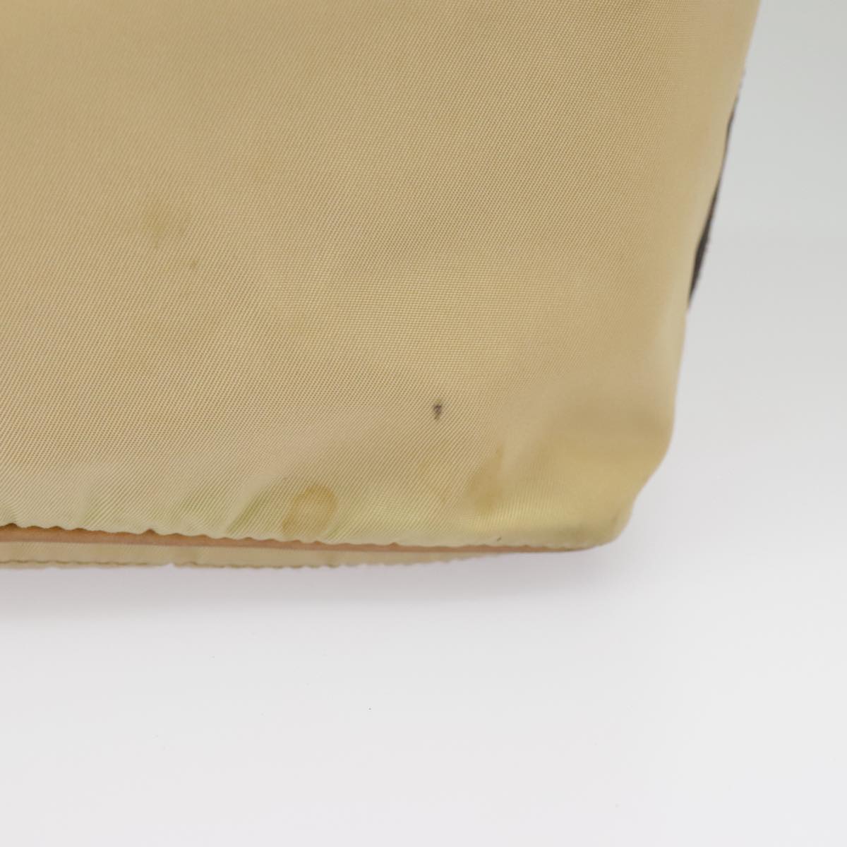 PRADA Hand Bag Nylon Beige Silver 99678