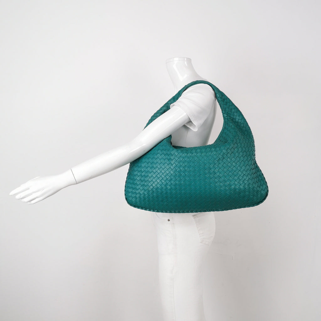 Bottega Veneta Veneta Hobo Large Teal Green 47cm Lambskin Leather