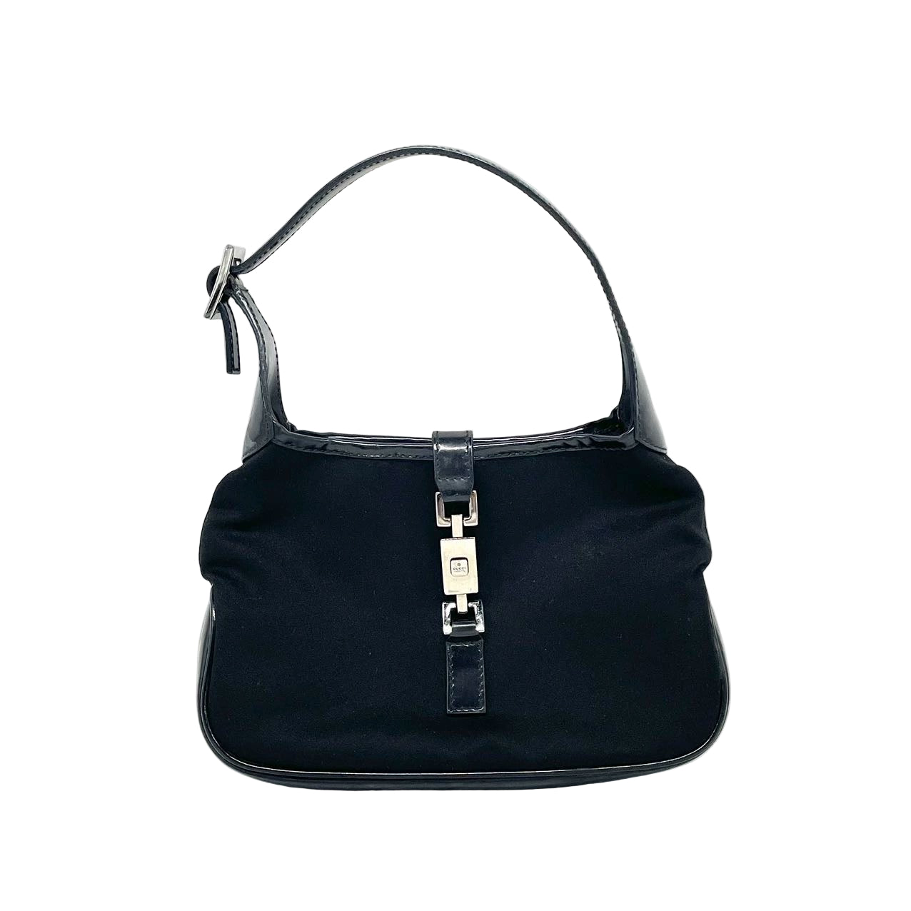 Gucci Jackie Vintage Mini Black Cloth and Patent Leather Handbag