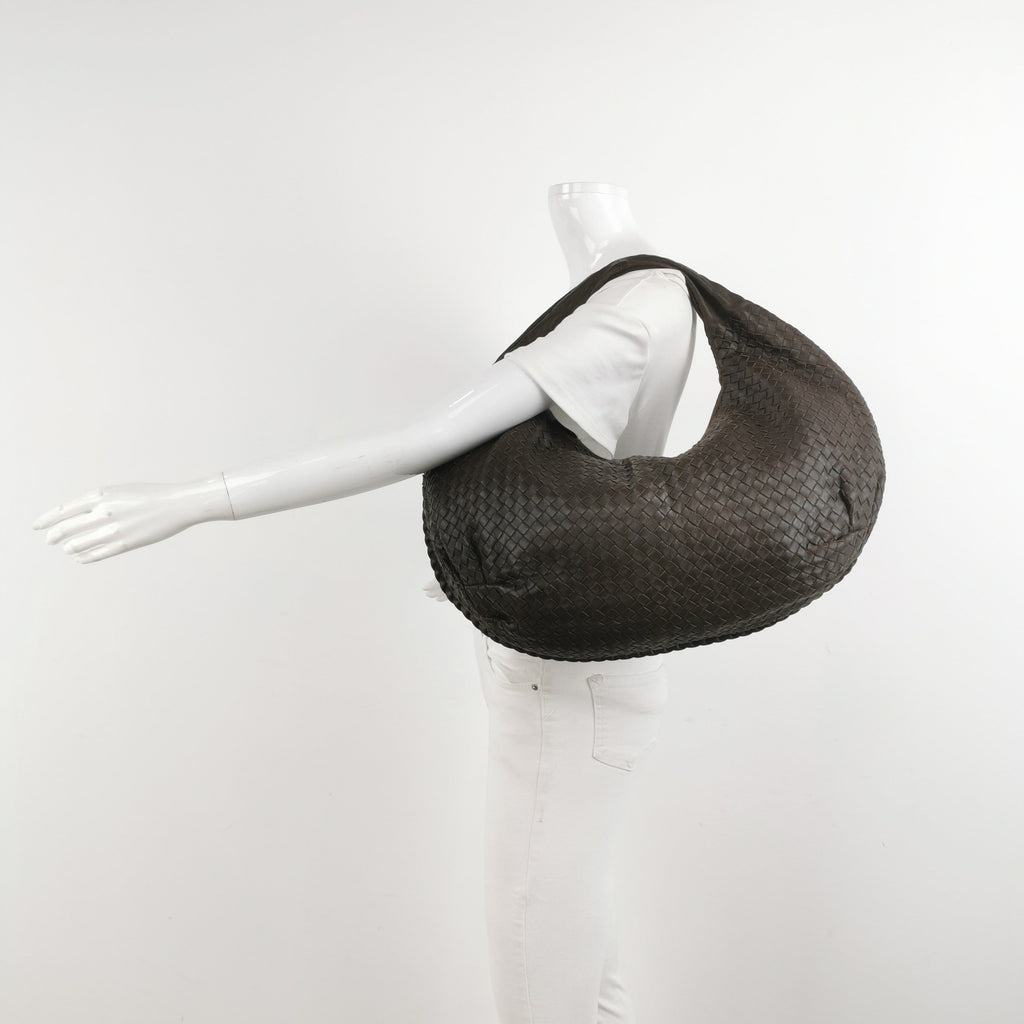 Bottega Veneta Belly Hobo Intrecciato Leather Chocolate Brown Maxi 55cm