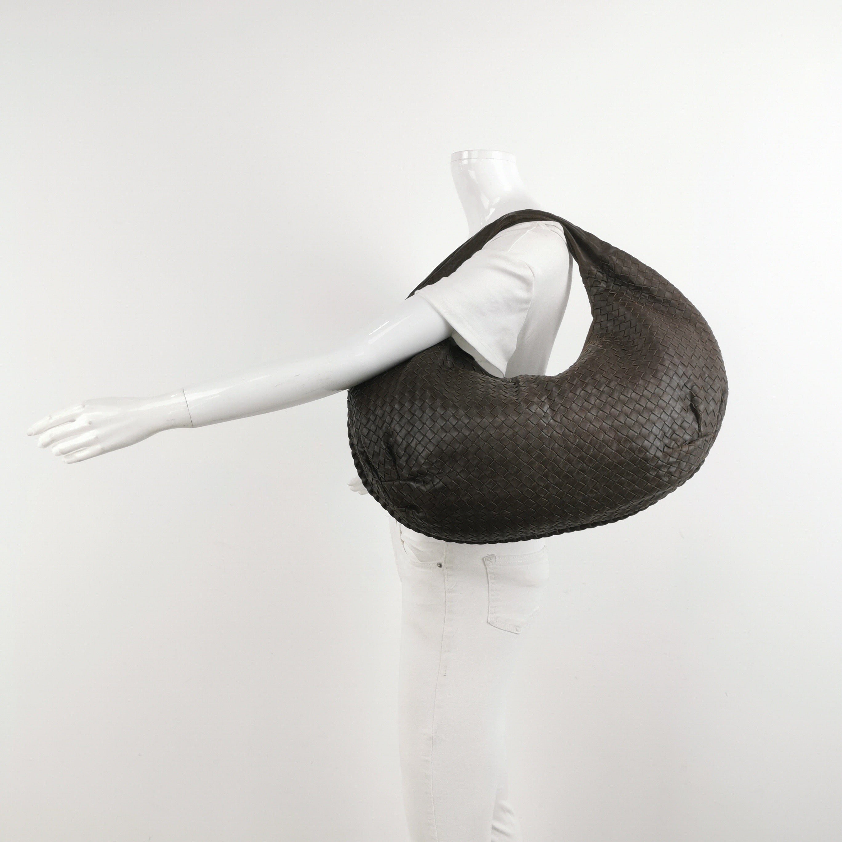 Bottega Veneta Belly Hobo Intrecciato Leather Chocolate Brown Maxi 55cm