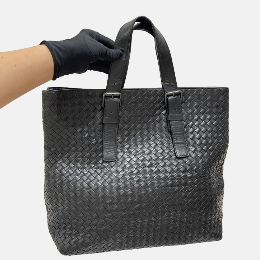 Bottega Veneta Maxi Top Handle Tote Bag Black Leather