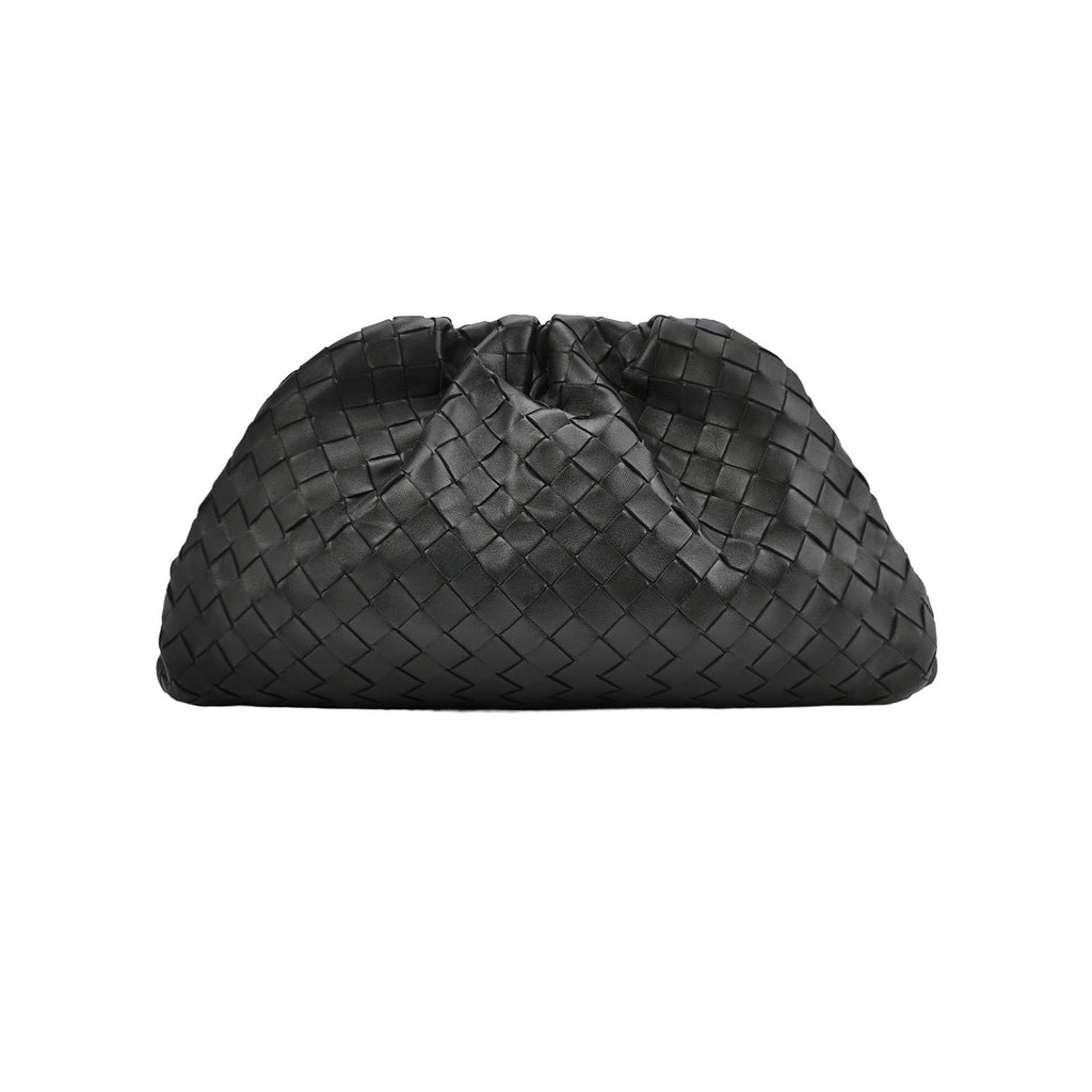Bottega Veneta Pouch Large Intrecciato Black Calfskin Leather Clutch