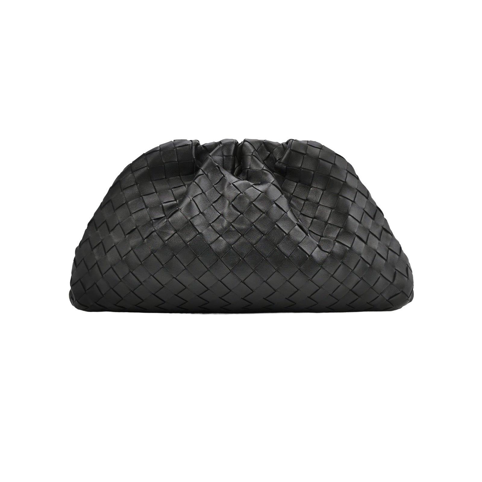 Bottega Veneta Pouch Large Intrecciato Black Calfskin Leather Clutch