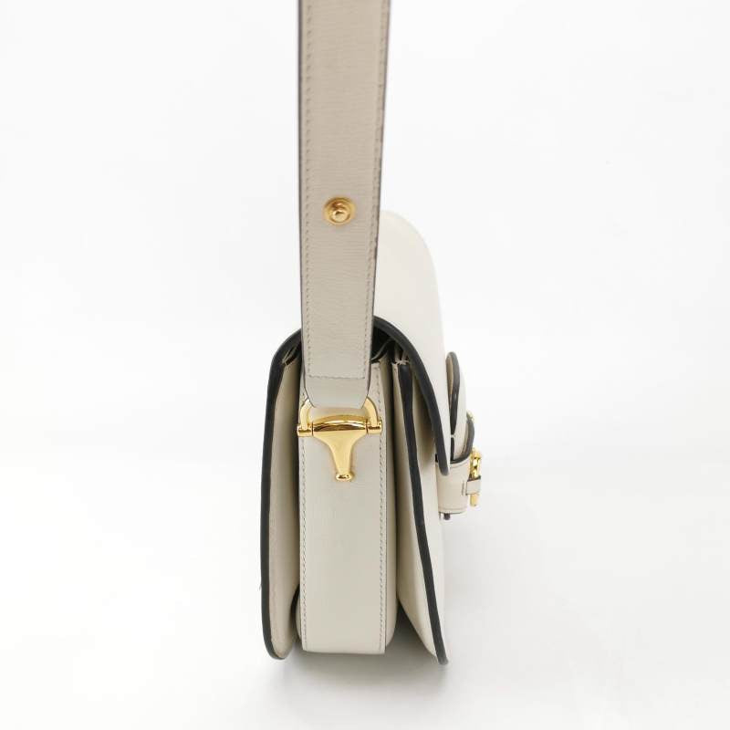Gucci 1955 Horsebit Shoulder Bag White Small Leather