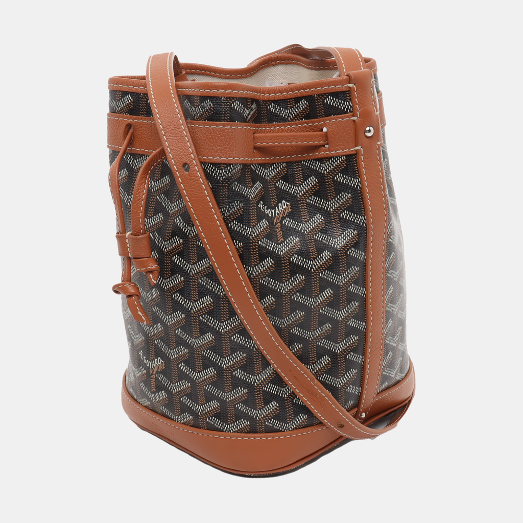 Goyard Petit Flot Drawstring Bucket Bag Brown Goyardine Crossbody Bag