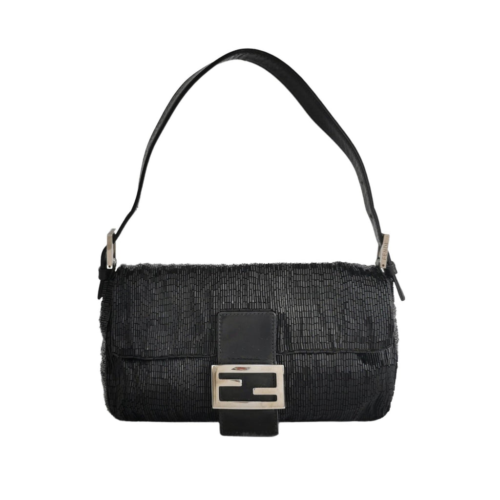 Fendi Baguette Black Glittering Waterfall Beads Shoulder Bag