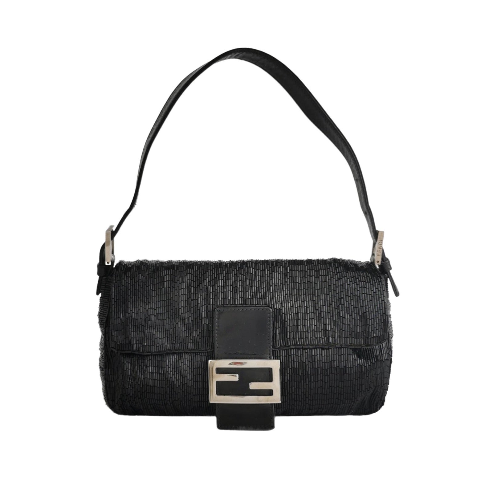Fendi Baguette Black Glittering Waterfall Beads Shoulder Bag