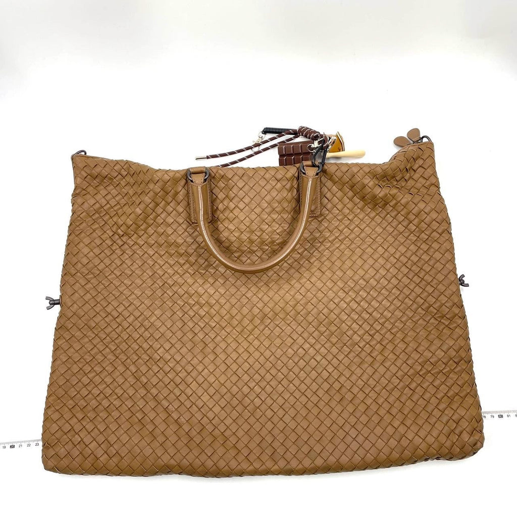 Bottega Veneta Maxi Convertible Tote Bag Hobo Chocolate Brown Leather Two-way Carry 50cm