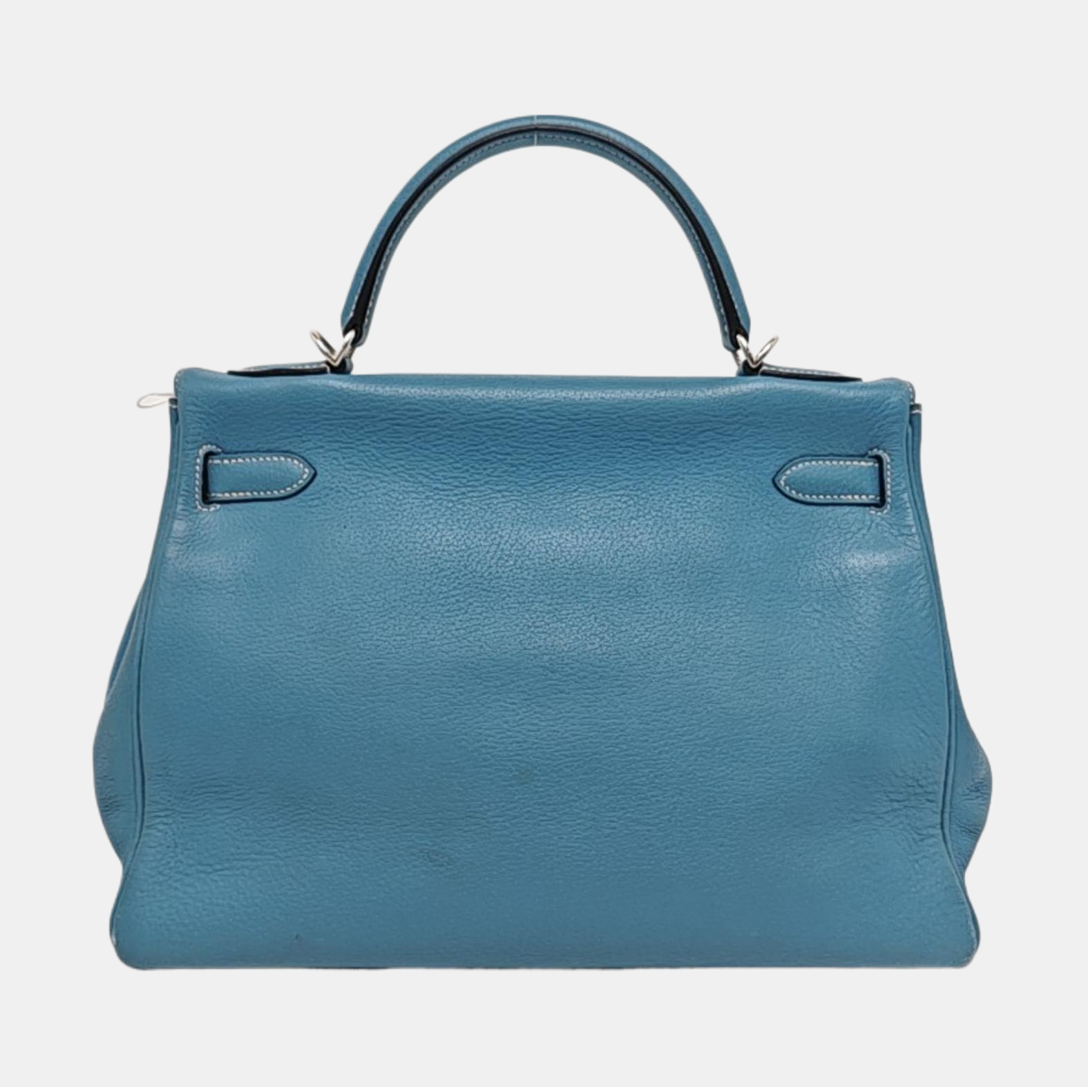 Hermes Kelly 32 Retourne Double Ring Blue Jeans Evercolor Leather Palladium Hardware 2002