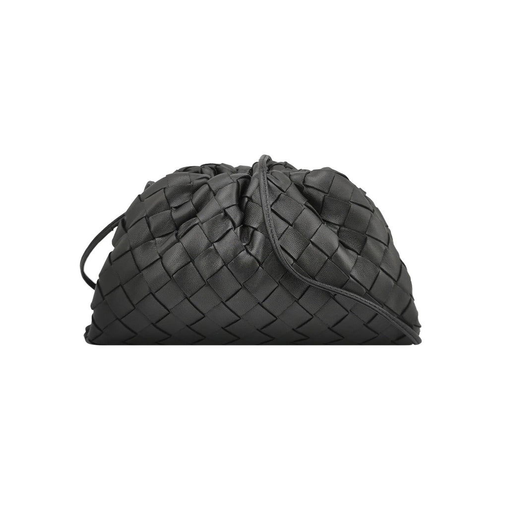 Bottega Veneta Pouch Mini Intrecciato Black Lambskin Leather Crossbody Bag