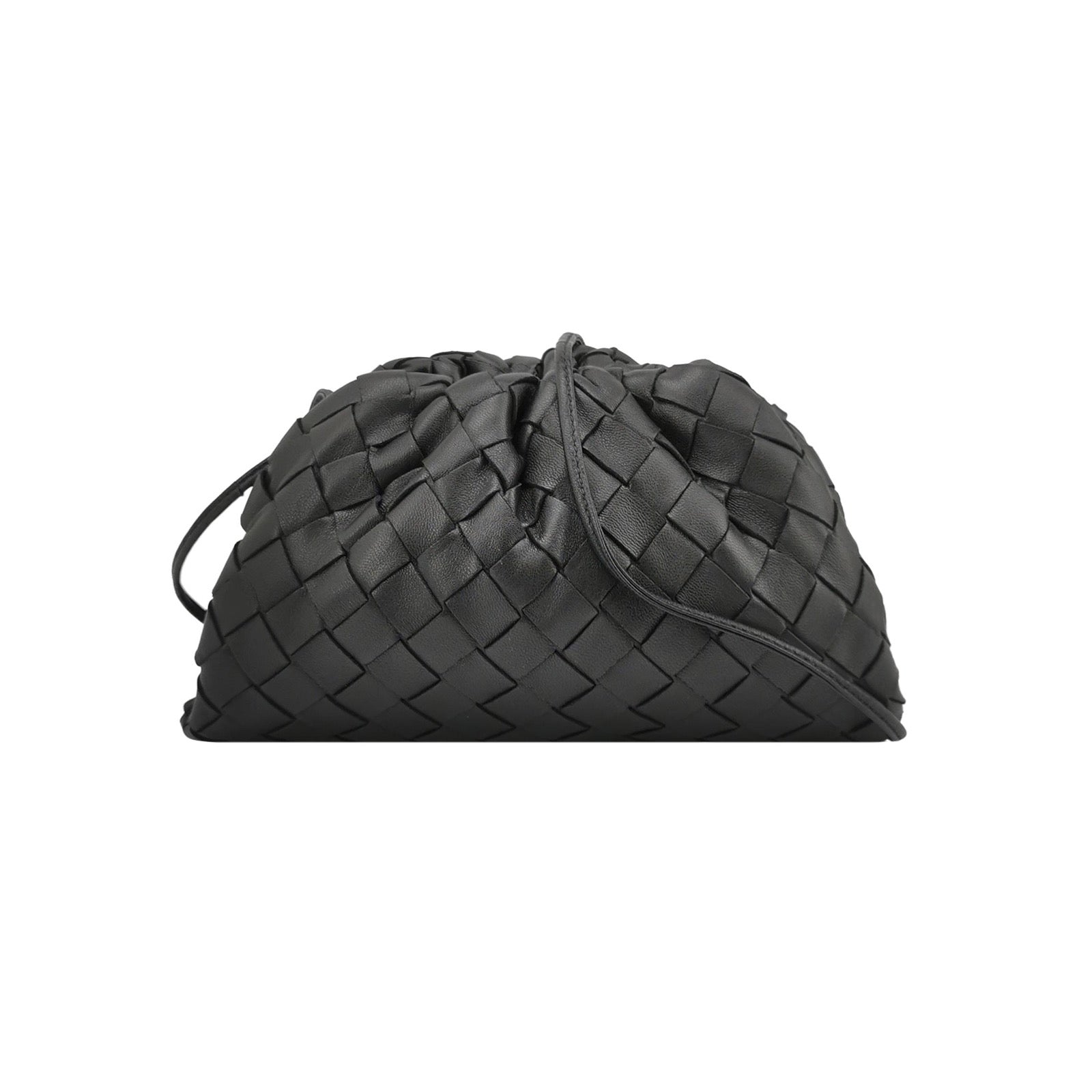 Bottega Veneta Pouch Mini Intrecciato Black Lambskin Leather Crossbody Bag