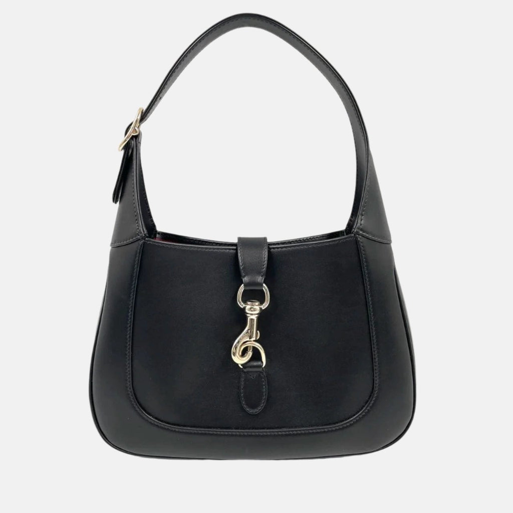 Gucci Jackie 1961 Small Black Leather Shoulder Bag Clasp S24