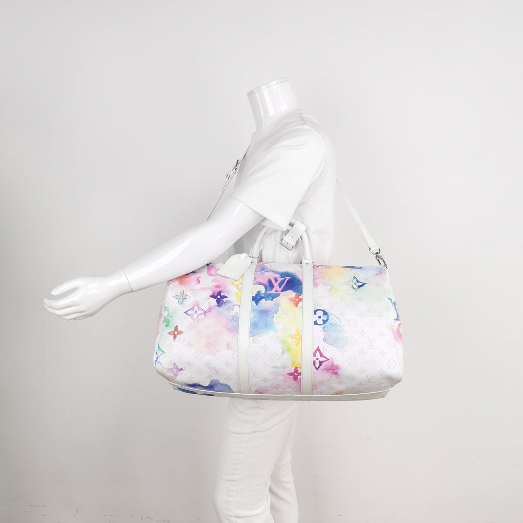 Louis Vuitton Keepall 50 White Watercolor Travel Bag