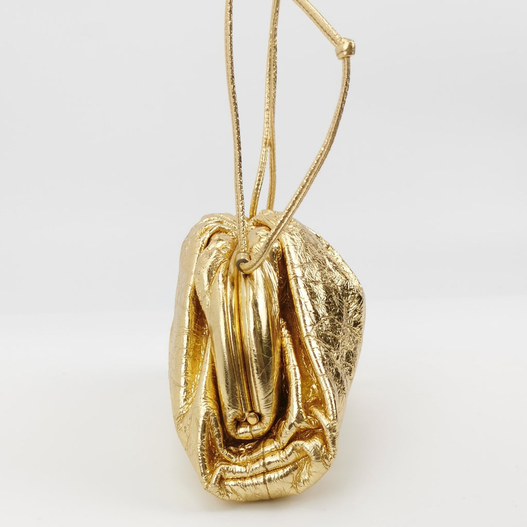 Bottega Veneta Pouch Mini Gold Lambskin Leather Crossbody Bag