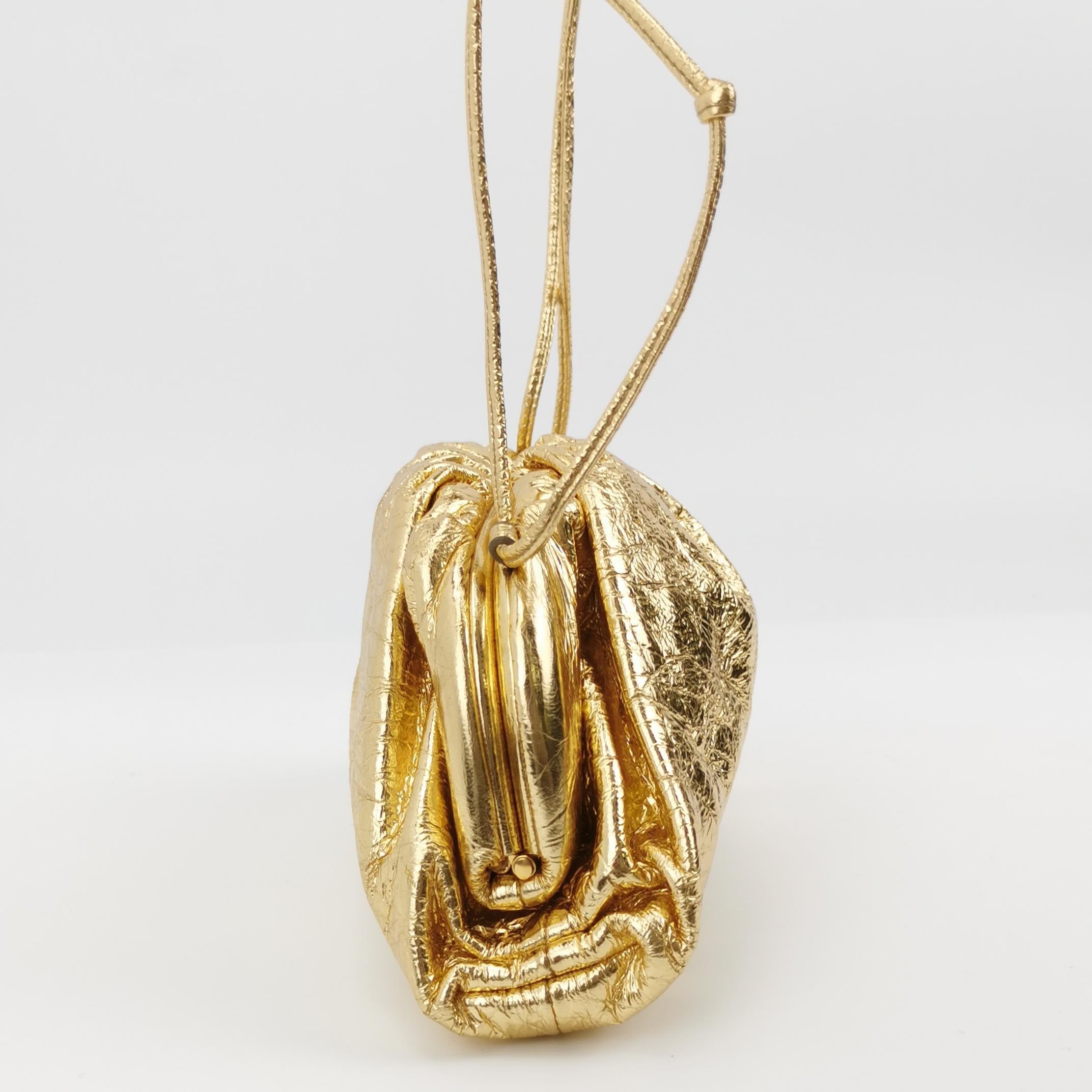 Bottega Veneta Pouch Mini Gold Lambskin Leather Crossbody Bag