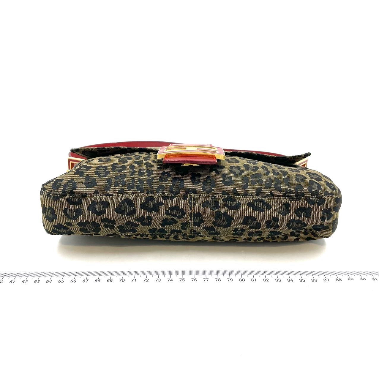 Fendi Baguette Denim Leopard Print with Red Leather Rare
