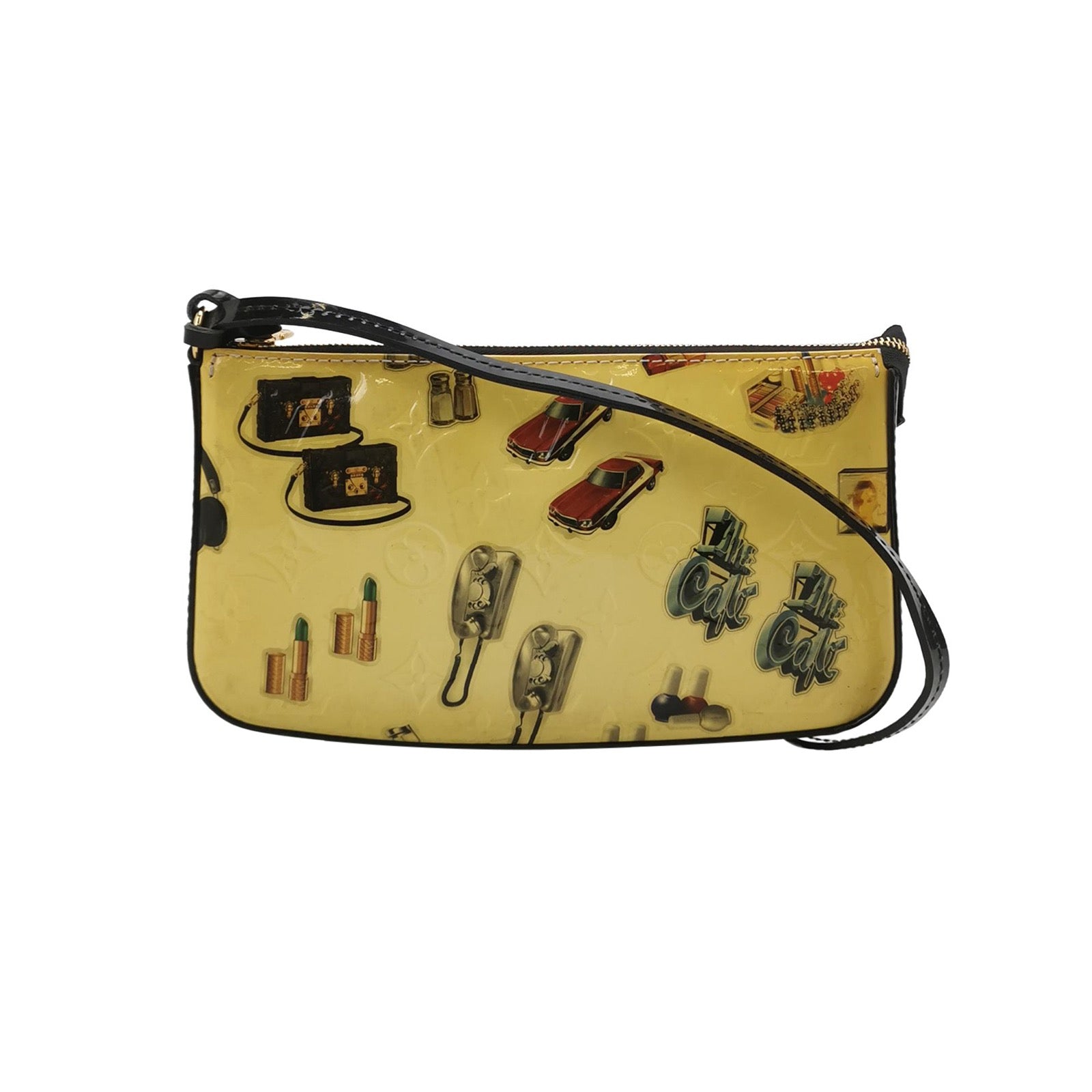 Louis Vuitton Vernis Sticker Pochette Accessoire Beige Patent Leather