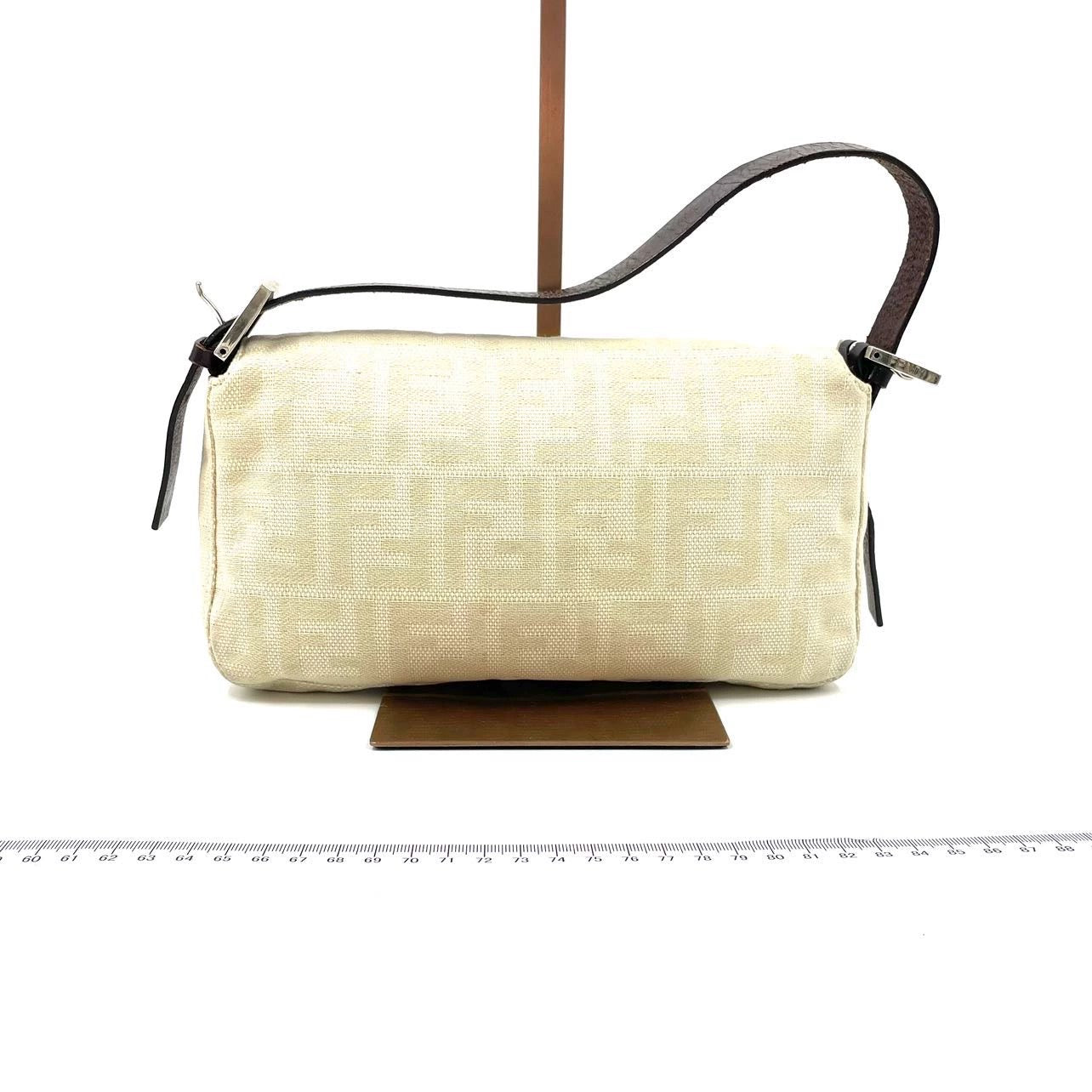 Fendi Baguette Vintage Beige Canvas Zucca Print Shoulder Bag