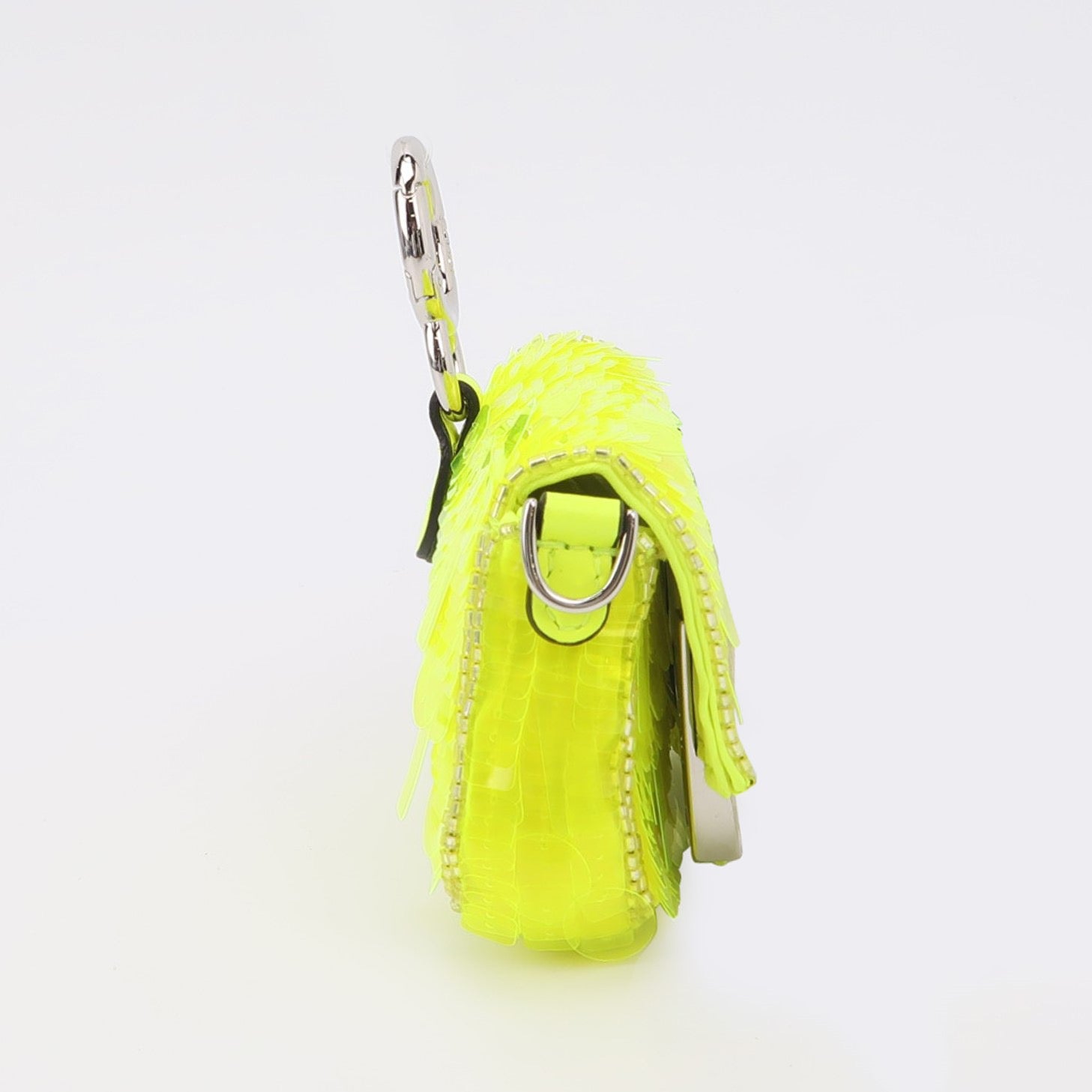 Fendi Nano Baguette Charm Neon Yellow Sequins with Chain