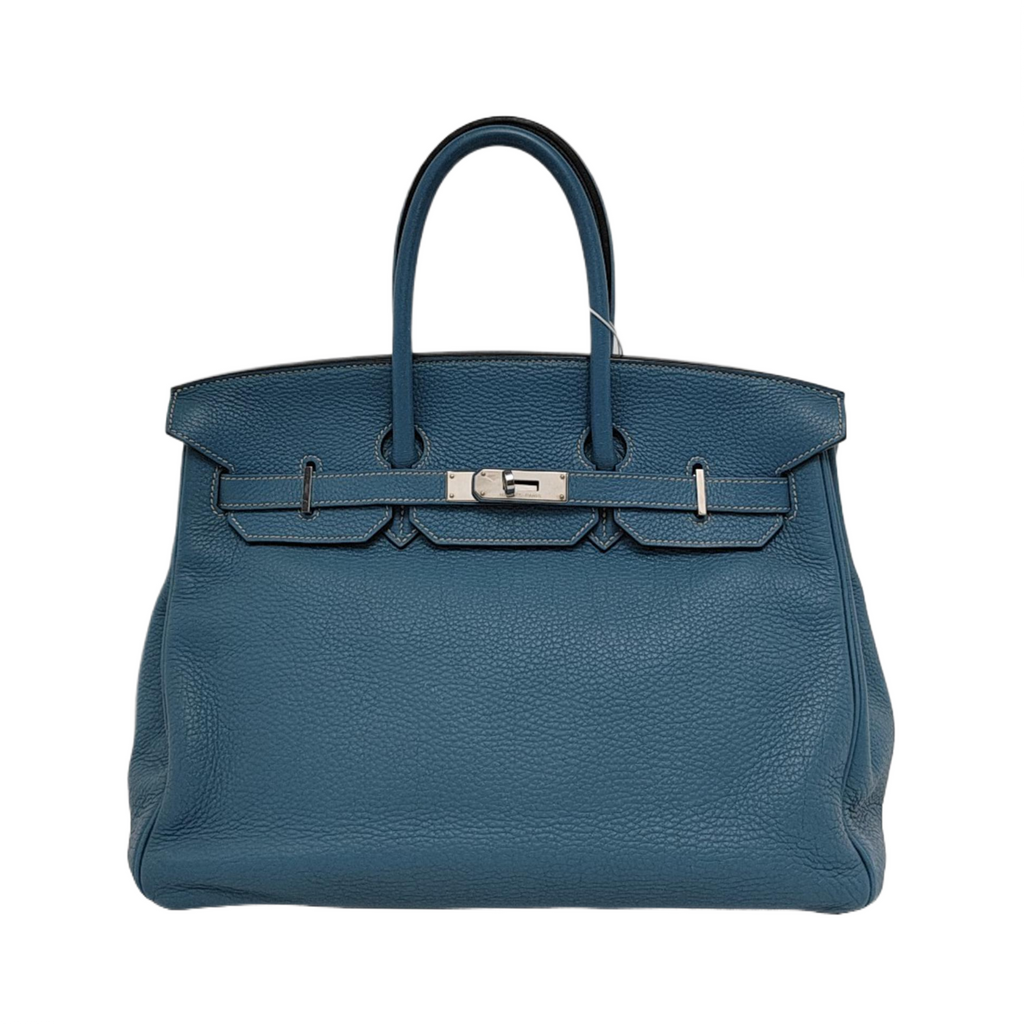 Hermes Birkin 35 Blue Jeans Calfskin Leather Palladium Hardware 2010