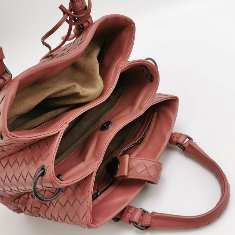 Bottega Veneta Roma Mini Bag Intrecciato Nappa Leather Pink 25cm