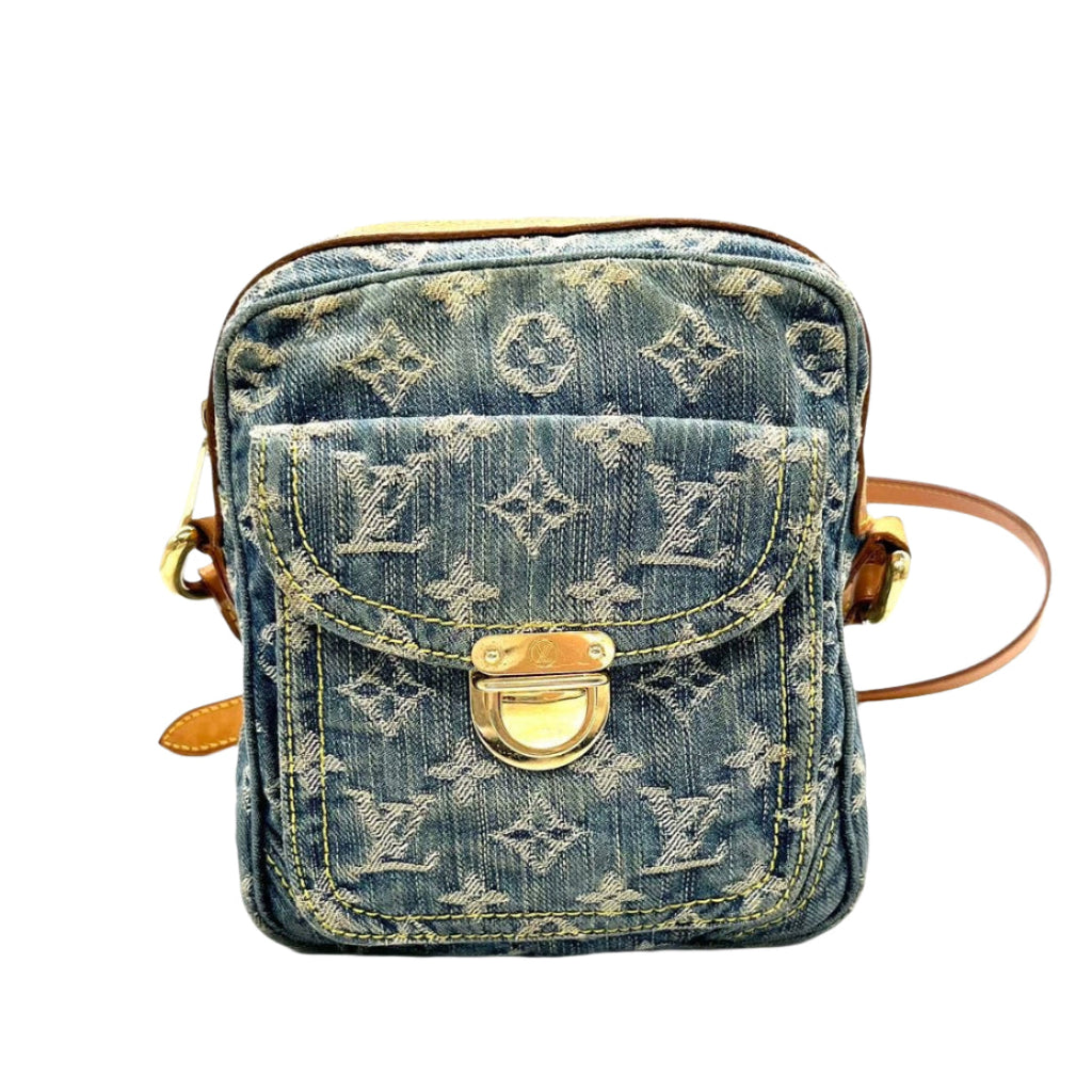 Louis Vuitton Monogram Denim Camera Crossbody Bag Blue