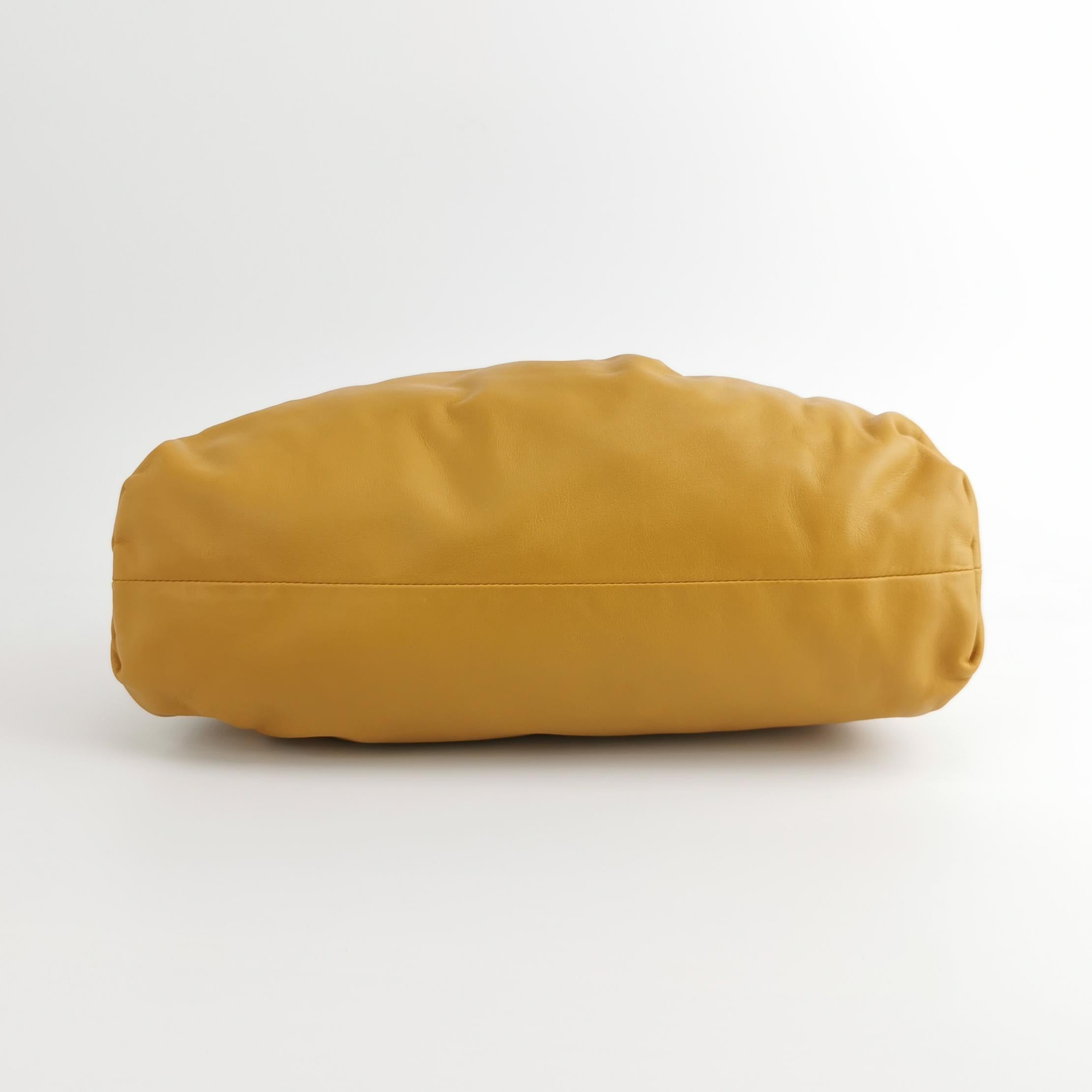 Bottega Veneta Pouch Calfskin Leather Mustard Yellow Large