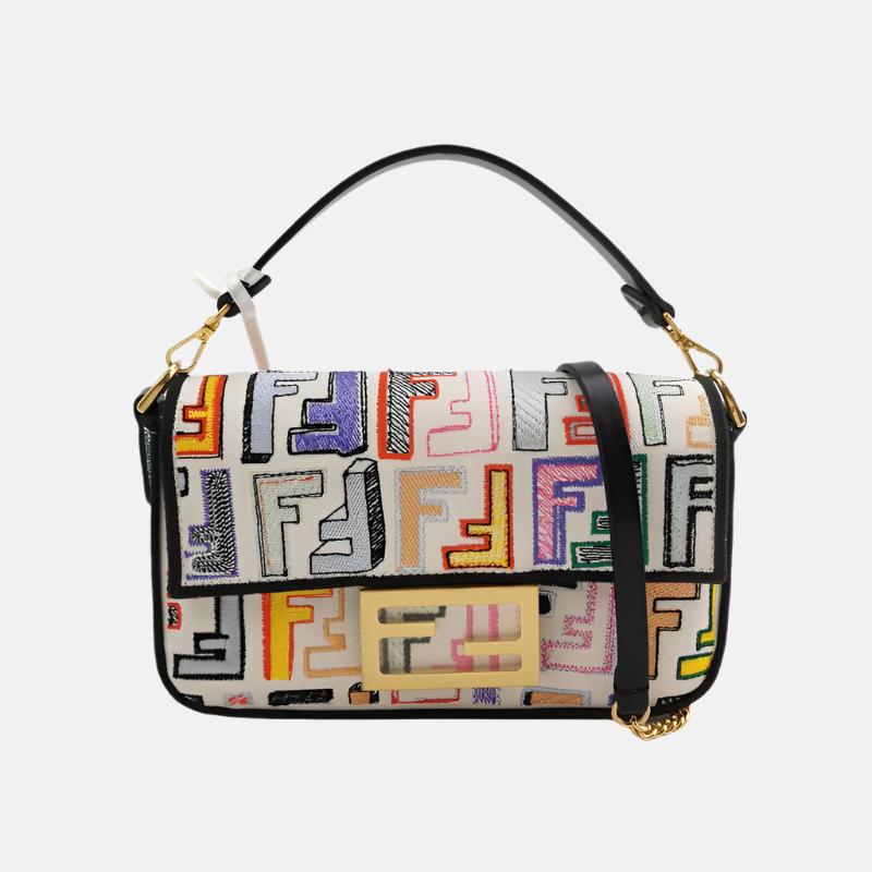 Fendi Baguette Mini Multicolor FF Zucca Canvas Crossbody Bag