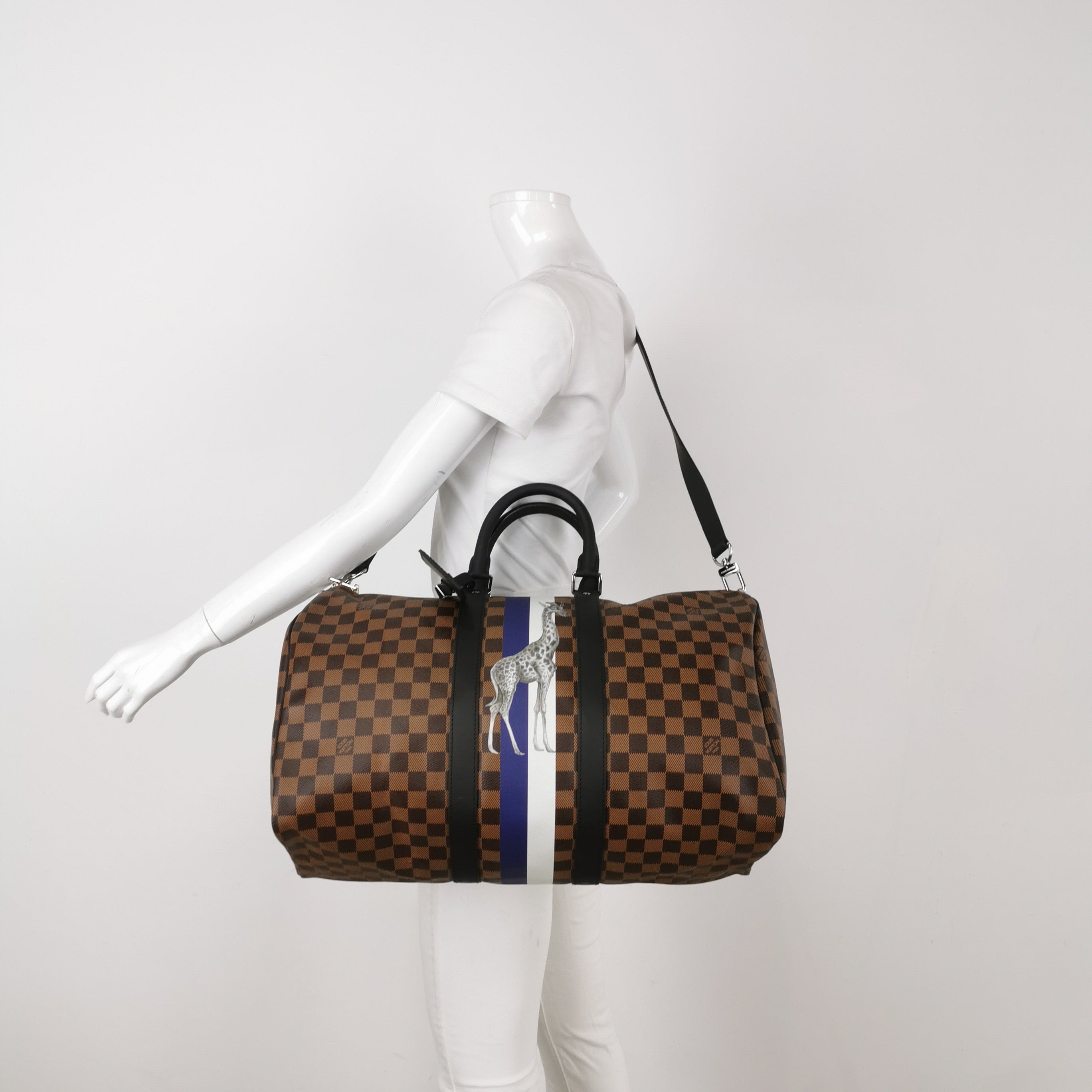 Louis Vuitton Savannah Keepall 45 Bandouliere Giraffe on Brown Damier Canvas